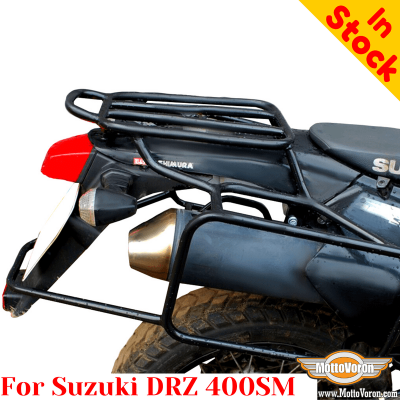 Suzuki DRZ400SM luggage rack system for bags or aluminum cases