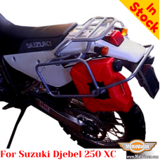 Suzuki Djebel 250XC side carrier pannier rack for bags or aluminum cases for additional gas can