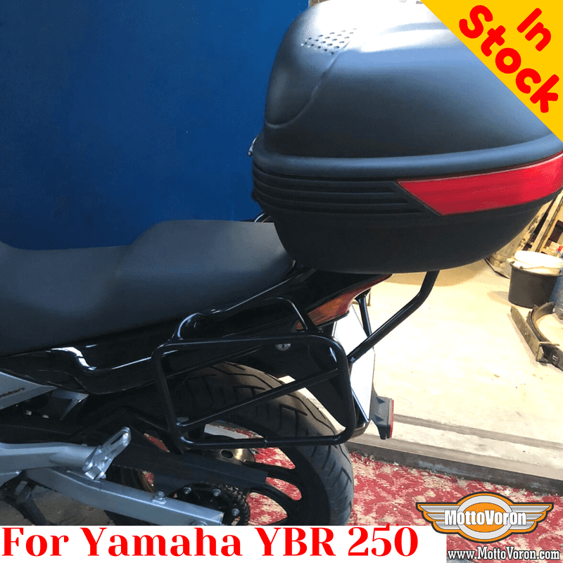 Yamaha YBR250 luggage rack system for bags with built in attachments for Givi Monokey cases in the rear rack